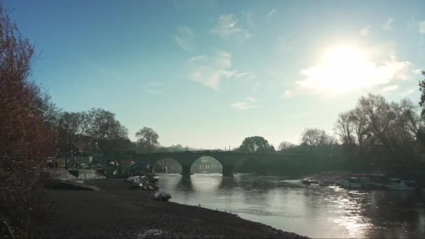 Londres Reino Unido 2022 Filmagem Bela Ponte Richmond Ensolarada Manhã — Vídeo de Stock