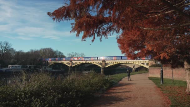 Londres Reino Unido 2022 Tren Del Sudoeste Que Cruza Puente — Vídeos de Stock