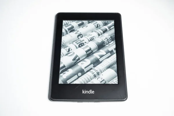 London, UK - 2023.02.13: Detailed close up shots of Amazon Kindle Paper White 10th Generation E-ink eBook, Electronic Book