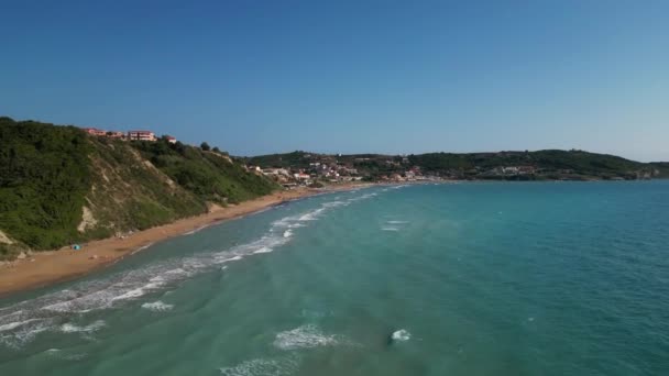 Острів Корфу Греція 2023 Відео Дрона Сонячного Дня Пляжі Агіос — стокове відео