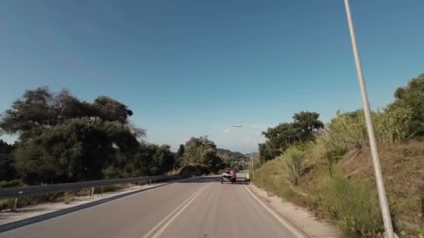 Insel Korfu Griechenland 2023 Nach Einem Pickup Truck Der Einen — Stockvideo