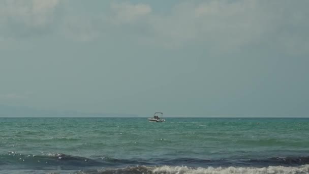 Insel Korfu Griechenland 2023 Bootsfahrt Einem Sonnigen Windigen Tag Strand — Stockvideo