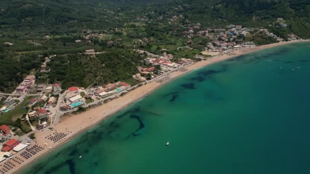Corfu Island Greece 2023 Drone Aerial Footage Agios Georgios Beach — Stock Video