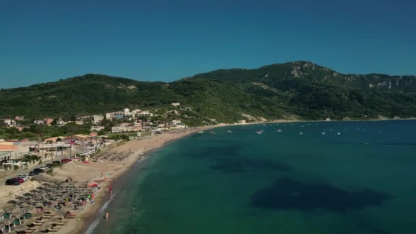 Insel Korfu Griechenland 2023 Drohnen Luftaufnahmen Vom Strand Agios Georgios — Stockvideo