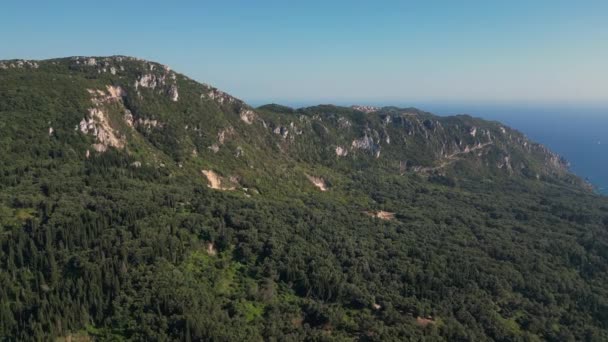 Ostrov Korfu Řecko 2023 Krásný Výhled Zelené Kopce Severozápadní Straně — Stock video
