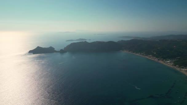 Korfu Island Grekland 2023 Drone Antenn Bilder Agios Georgios Beach — Stockvideo