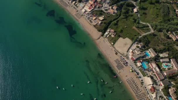 Isla Corfú Grecia 2023 Imágenes Aéreas Aviones Tripulados Playa Agios — Vídeo de stock
