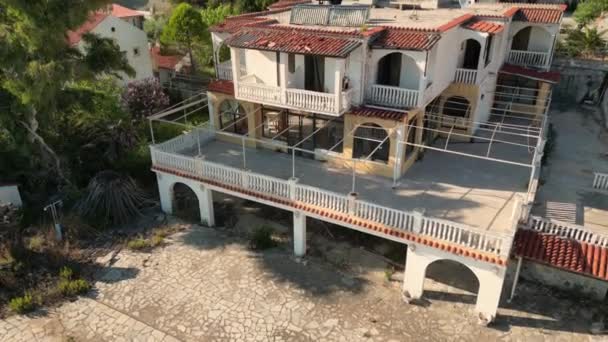 Ilha Corfu Grécia 2023 Hotel Antigo Abandonado Agios Georgios Ilha — Vídeo de Stock