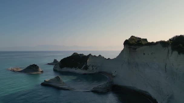 Isla Corfú Grecia 2023 Imágenes Aéreas Drones Del Cabo Drastis — Vídeos de Stock