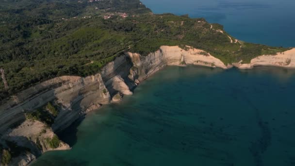 Isla Corfú Grecia 2023 Imágenes Aéreas Drones Del Cabo Drastis — Vídeo de stock
