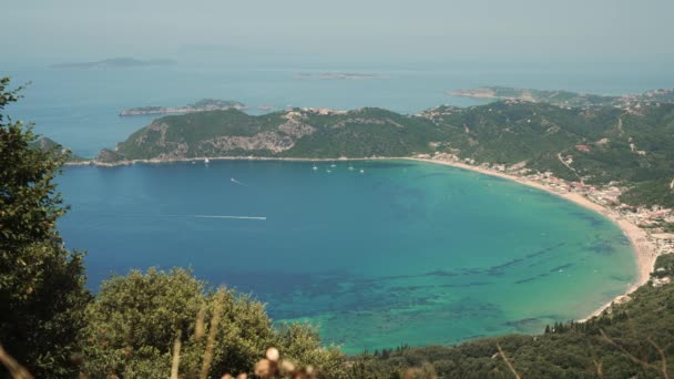Isla Corfú Grecia 2023 Imágenes Aéreas Aviones Tripulados Playa Agios — Vídeos de Stock