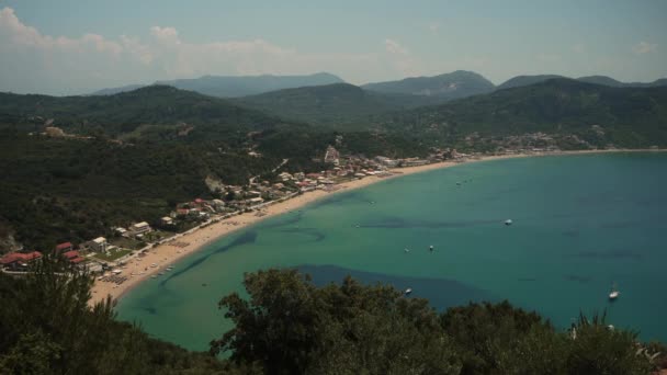 Pulau Corfu Yunani 2023 Rekaman Udara Drone Dari Pantai Agios — Stok Video