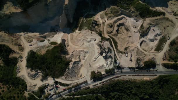 Corfu Island Greece 2023 Aerial Footage Limestone Quarry Troumpeta Pass — Stock Video