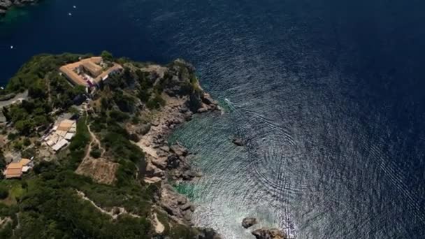 Ostrov Korfu Řecko 2023 Letecké Záběry Bezpilotních Letounů Palaiokastritsa Krásné — Stock video