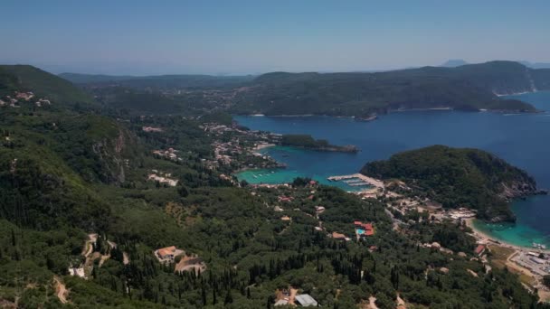 Insel Korfu Griechenland 2023 Drohnenaufnahmen Von Palaiokastritsa Einem Schönen Dorf — Stockvideo