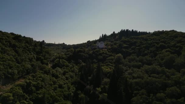Korfu Grekland 2023 Kloster Inbäddat Bergen Korfu — Stockvideo