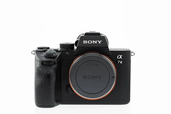 London Storbritannien 2023 Närbild Produktfoto Sony A7Iii Kamera Med Vit — Stockfoto