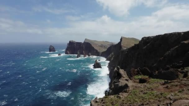 Madeira Portugal 2023 Hermosas Vistas Miradouro Ponta Rosto Día Ventoso — Vídeos de Stock
