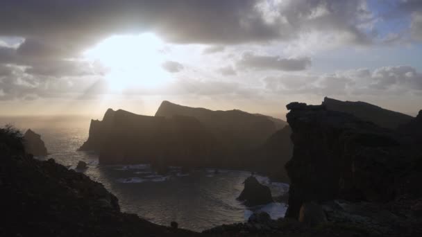 Madeira Portugalsko 2023 Krásný Výhled Východ Slunce Miradouro Ponta Rosto — Stock video