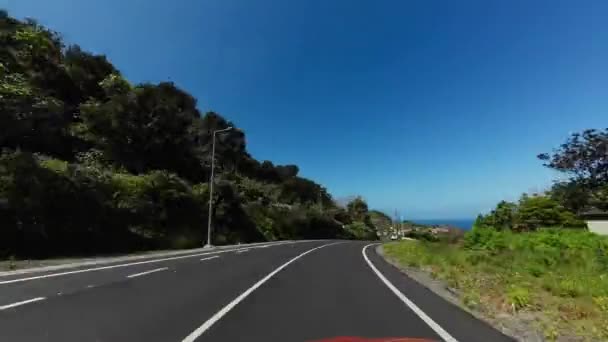 Madeira Portugalsko 2023 Projížďka Horskou Silnicí Ostrově Madeira Slunečného Dne — Stock video