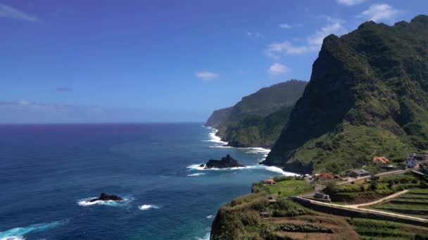 Madeira Portugália 2023 Gyönyörű Kilátás Szigetre Bom Jesus Szemszögéből Napsütéses — Stock videók