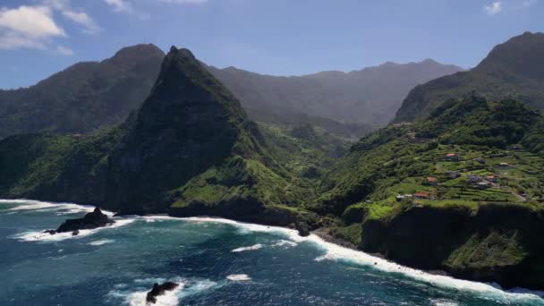 Madeira Portugal 2023 Schöne Inselansichten Vom Bom Jesus Aussichtspunkt Sonnigen — Stockvideo
