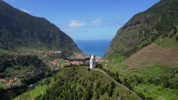 Madera Portugalia 2023 Wspaniały Widok Lotu Ptaka Obszar Górski Pobliżu — Wideo stockowe