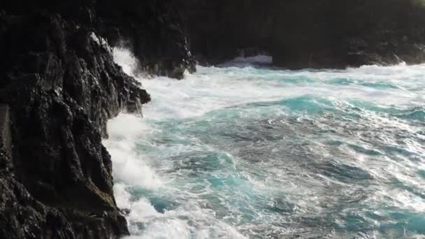 Madeira Portugal 2023 Wellenbildung Vor Der Nordküste Madeiras Bei Porto — Stockvideo