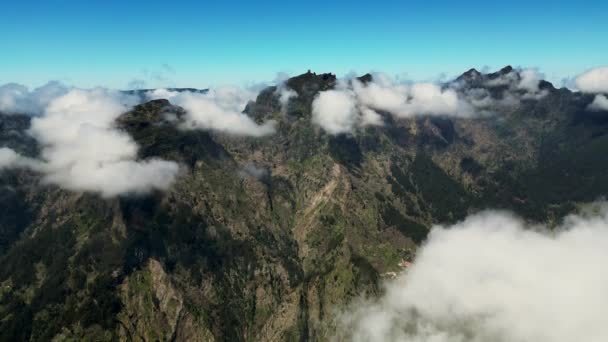 Madeira Portugal 2023 Atemberaubende Drohnenaufnahmen Der Bergregion Bei Curral Das — Stockvideo