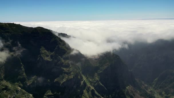 Madeira Portugal 2023 Vistas Deslumbrantes Drones Aéreos Zona Montanhosa Perto — Vídeo de Stock