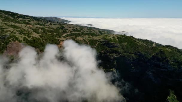 Madeira Portugalsko 2023 Ohromující Záběry Leteckých Dronů Horské Oblasti Poblíž — Stock video