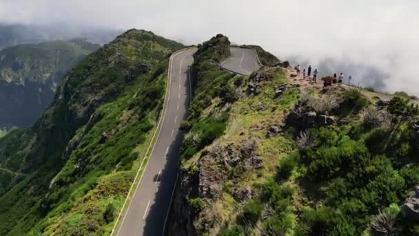 Madeira Portugal 2023 Schöne Drohnenaufnahmen Der Berge Sonnigen Tagen Mit — Stockvideo