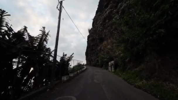 Madeira Portugal 2023 Driving Hill Road Madeira Island Sunny Day — Stock Video