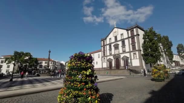 Madeira Portugalsko 2023 Záběry Jezuitské Koleje Funchalu Slunečného Dne — Stock video