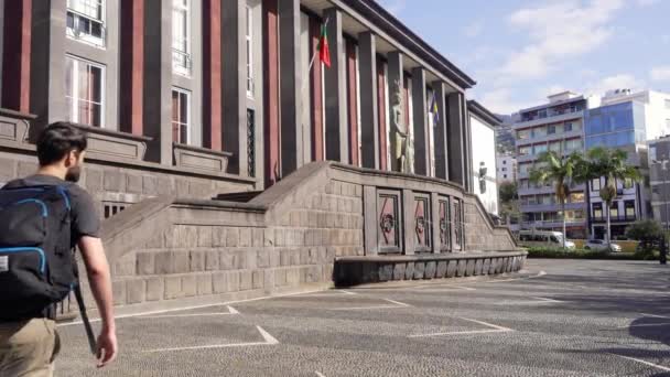 Madeira Portugal 2023 Beelden Van Palacio Justica Funchal Zonnige Dag — Stockvideo