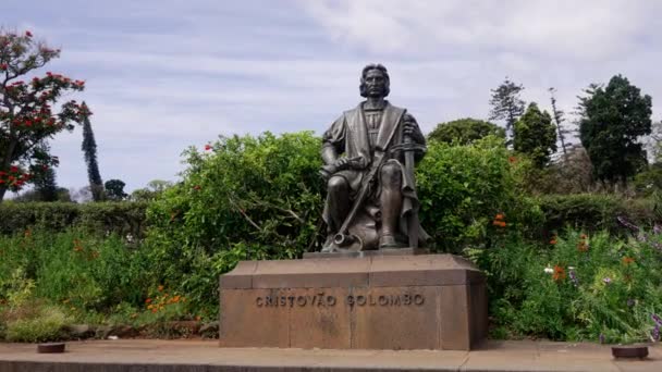 Μαδέρα Πορτογαλία 2023 Όμορφο Άγαλμα Του Cristovao Colombo Χριστόφορος Κολόμβος — Αρχείο Βίντεο