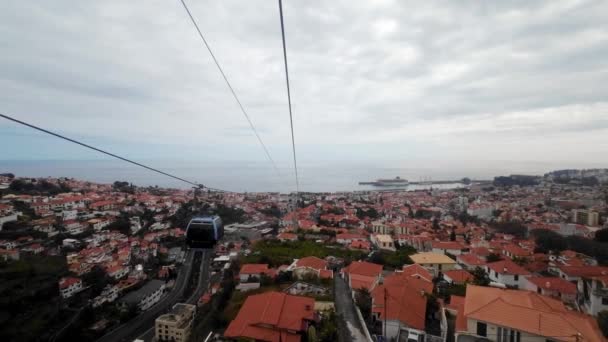 Madeira Portugal 2023 Beelden Van Funchal Cable Car Telefrico Funchal — Stockvideo