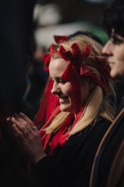 Londra - İngiltere - 2025.02.22 Destekçiler, Rusya 'nın tam ölçekli Ukrayna işgali olarak üçüncü yıldönümü münasebetiyle düzenlenen gösteride