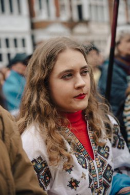 Londra - İngiltere - 2025.02.22 Ukrayna 'nın tam ölçekli işgali olarak Rusya' nın üçüncü yıldönümü münasebetiyle düzenlenen gösteride kalabalık toplandı