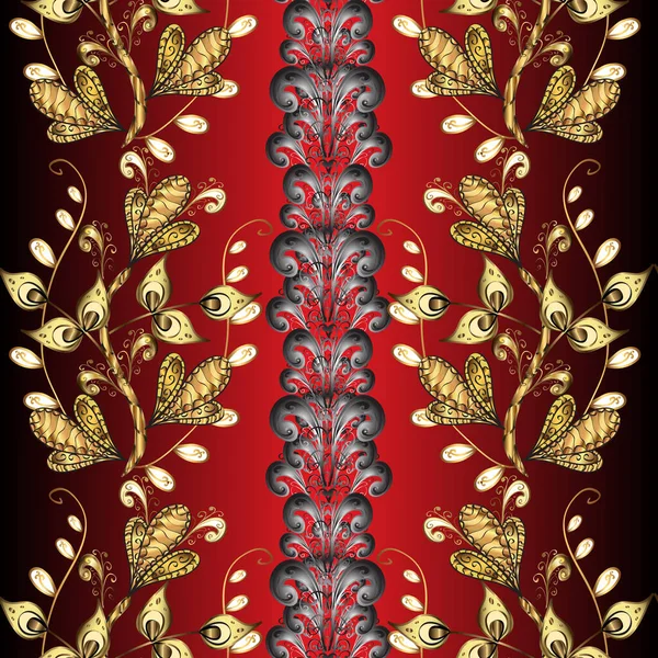 Florales Muster Stilvolles Grafisches Muster Nahtloser Vektorhintergrund Goldene Elemente Auf — Stockvektor