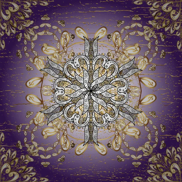 Design Islamique Carreaux Floraux Motif Doré Sur Des Couleurs Violettes — Image vectorielle