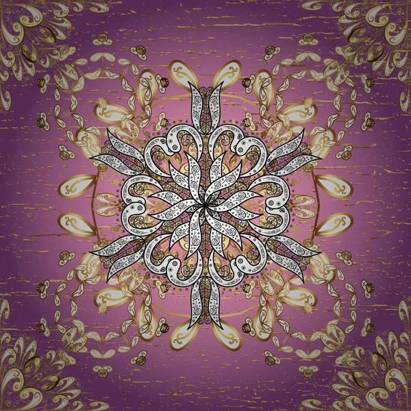 Традиційний Орієнтальний Орнамент Безшовний Класичний Вектор Білий Рожевий Фіолетовий Золотий — стоковий вектор