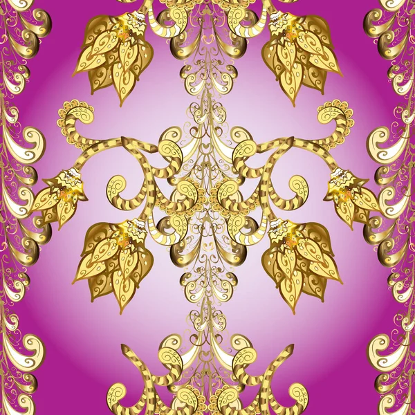 Seamless Textured Curls Golden Pattern Oriental Style Arabesques Golden Pattern — Stock Photo, Image