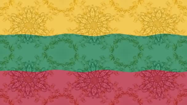 Pozadí Záznamu Pohybu Barevnou Vlajkou Litevská Vlajka — Stock video