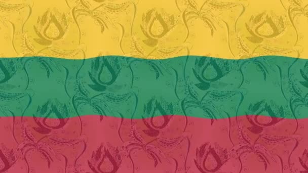 Bewegingsbeelden Achtergrond Met Kleurrijke Vlag Vlag Van Litouwen — Stockvideo