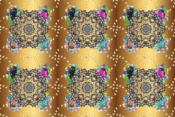 Ingewikkelde Gekleurde Arabesque Met Een Bruine Grijze Gele Kleuren Abstract — Stockfoto