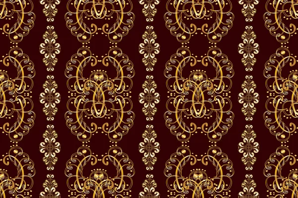 Vintage Seamless Pattern Brown Yellow Beige Colors Golden Elements — Stock Photo, Image