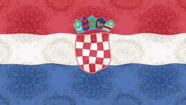 Bewegingsbeelden Achtergrond Met Kleurrijke Vlag Vlag Van Kroatië — Stockvideo