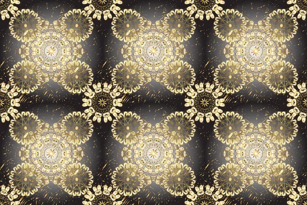 Golden Mehndi Naadloos Patroon Patroon Bruine Grijze Beige Kleuren Decoratieve — Stockfoto