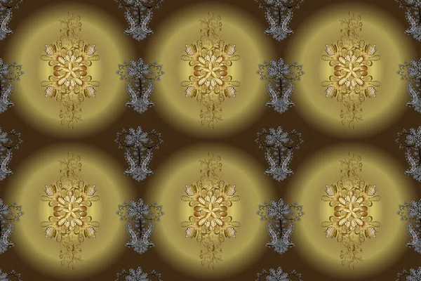 Zlaté Mehndi Bezešvé Vzory Vzor Hnědých Šedých Béžových Barvách Ozdobné — Stock fotografie
